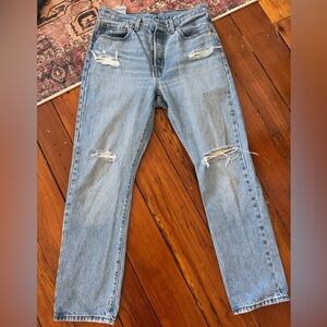 Levi’s 501 Distressed Light Blue Jeans